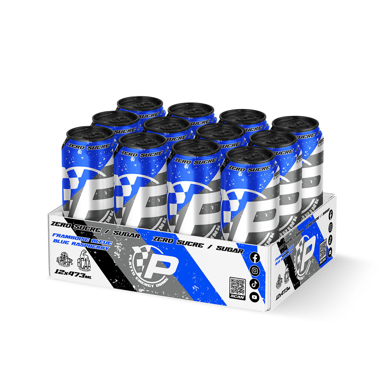 Platto Energy Drink - Framboise Bleu Zero Sucre ( 12x )