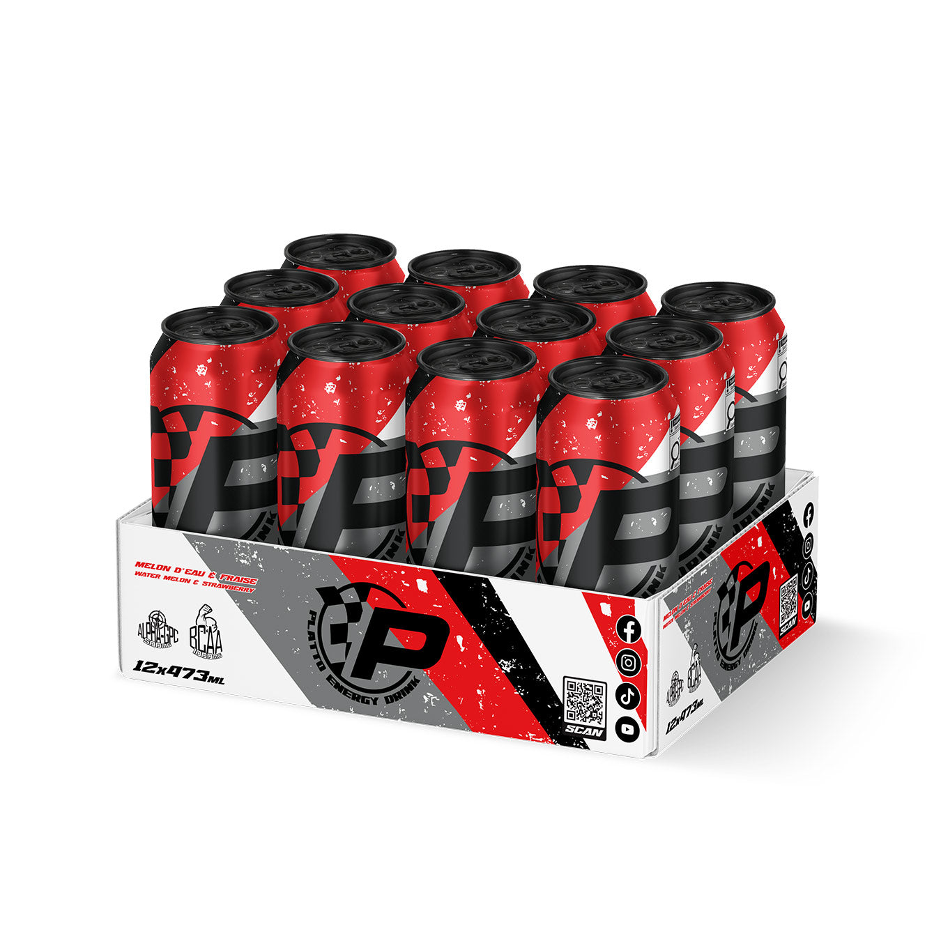 Platto Energy Drink - Melon d'eau & Fraise ( 12x )