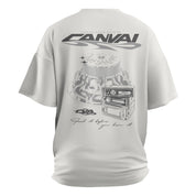 Drop Shoulder T-shirt "Audio Bahn" in White - Canvai