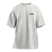 Drop Shoulder T-shirt "Audio Bahn" in White - Canvai