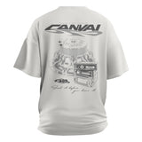 Drop Shoulder T-shirt "Audio Bahn" in White