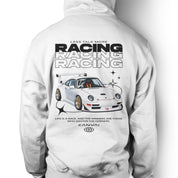Unisex Hoodie "Less talk more racing" in White