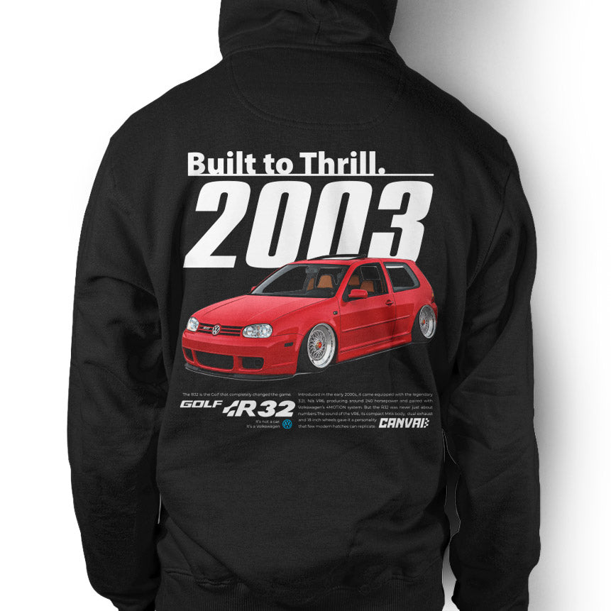 Unisex Hoodie "Built to thrill R32" in Black