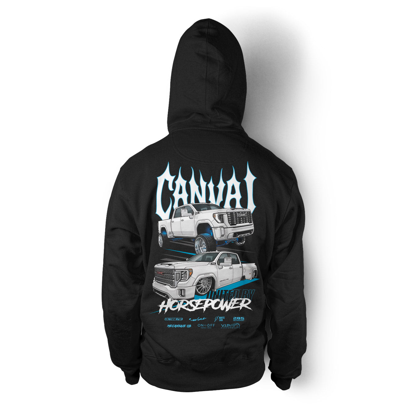 Unisex Hoodie "United by Horsepower" in Black