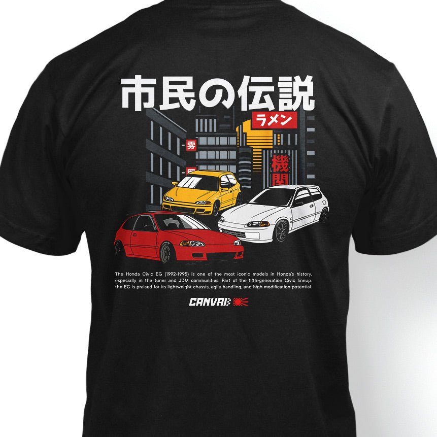 T-shirt "CIVIC EG GANG" in Black - Canvai