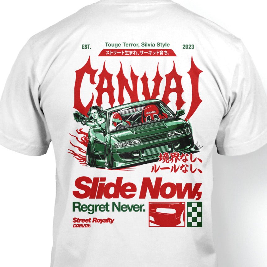 T-shirt "Slide Now" in White - Canvai