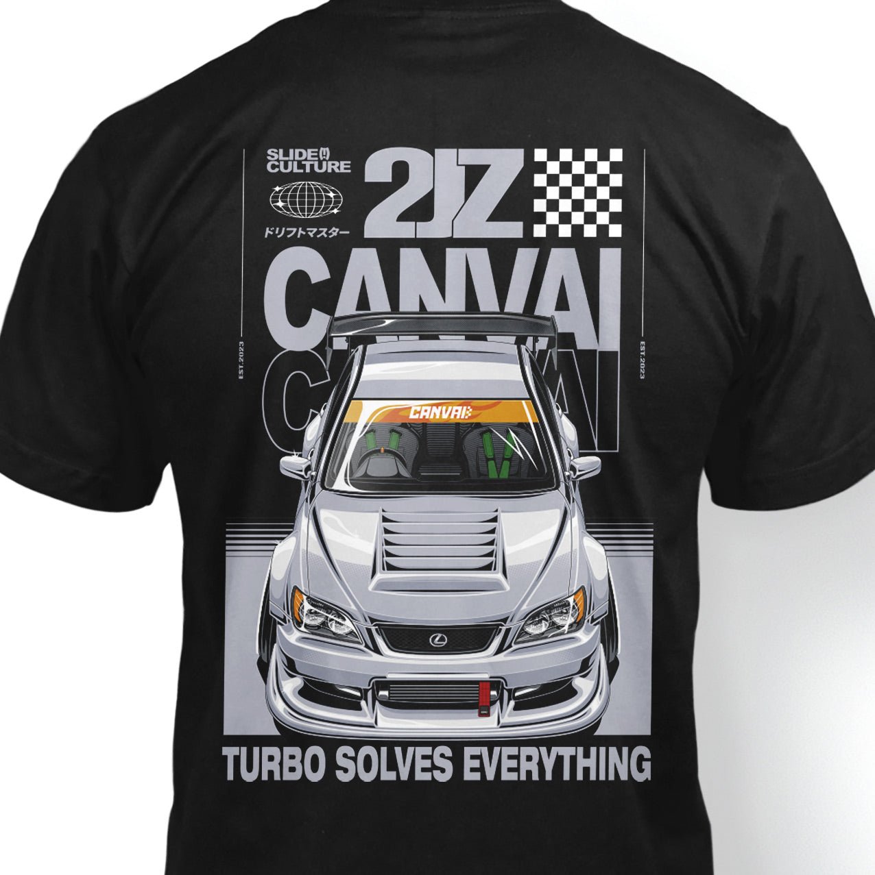 T-shirt "Turbo Solves Everything" in Black - Canvai