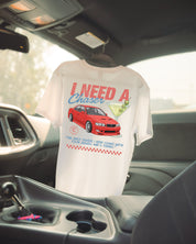 Drop Shoulder T-shirt "I Need A Chaser" in White