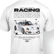 T-shirt "Less talk more racing" in White
