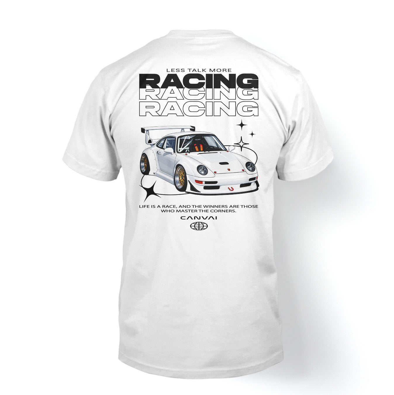T-shirt "Less talk more racing" in White