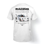 T-shirt "Less talk more racing" in White