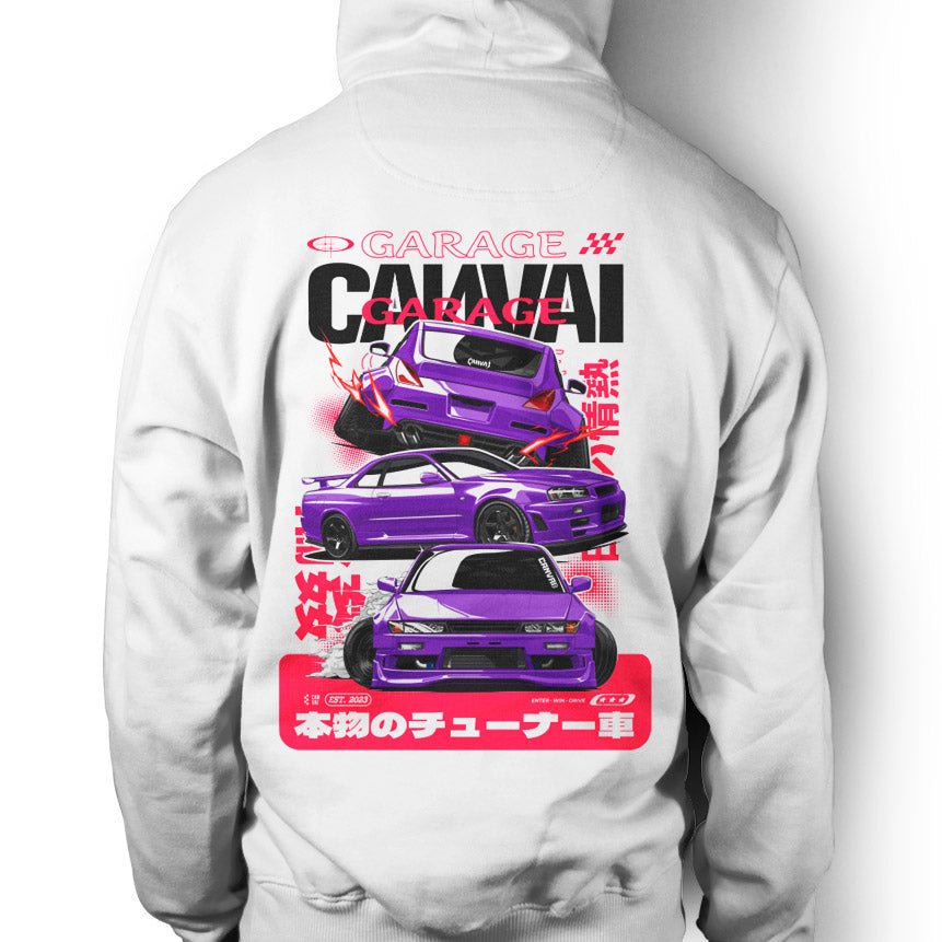 Unisex Hoodie "Canvai Garage" in White - Canvai