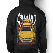 Unisex Hoodie "Championship Yellow" in Black - Canvai