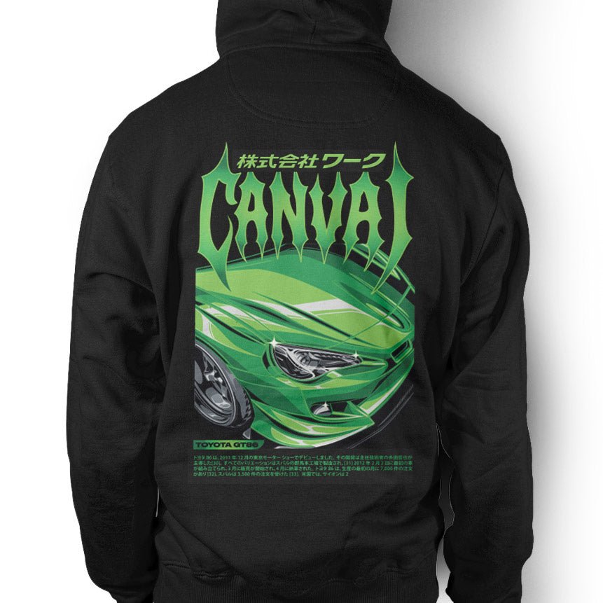 Unisex Hoodie "GT86 MIDORI SPEC" in Black - Canvai