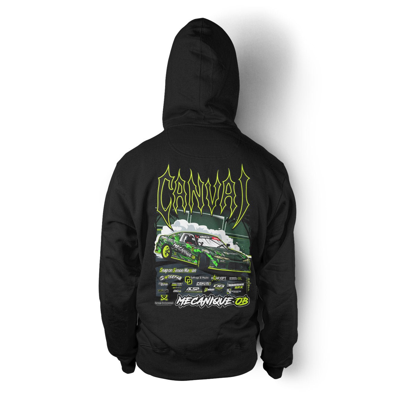 Unisex Hoodie "JRT DRIFT" in Black - Canvai