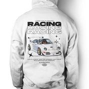 Unisex Hoodie "Less talk more racing" in White - Canvai