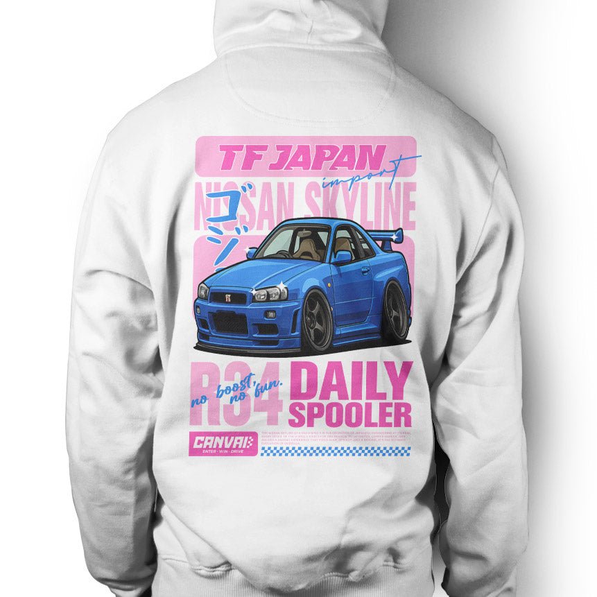 Unisex Hoodie "TFJapan R34" in White - Canvai