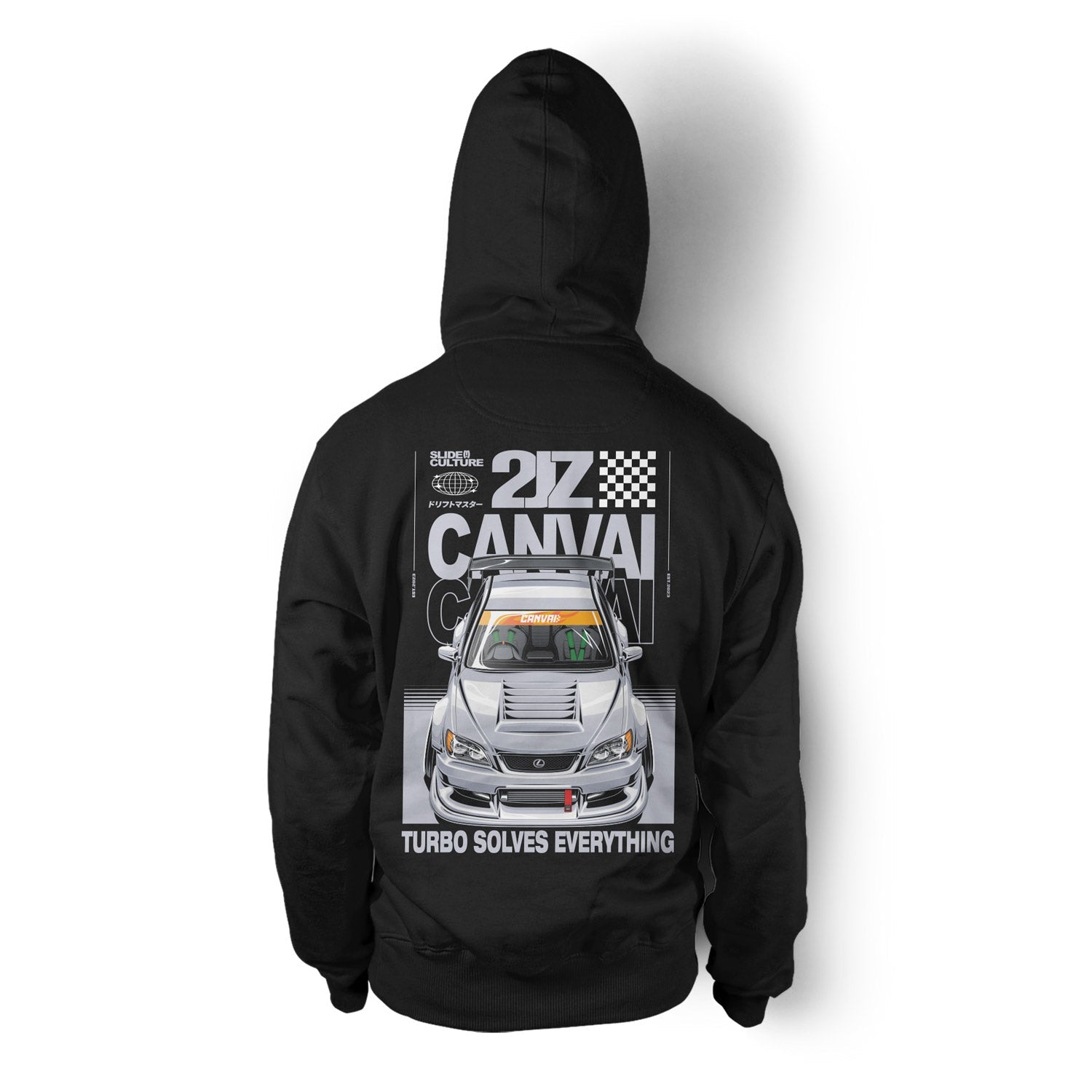 Unisex Hoodie "Turbo Solve Everything" in Black - Canvai