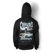 Unisex Hoodie "United by Horsepower" in Black - Canvai